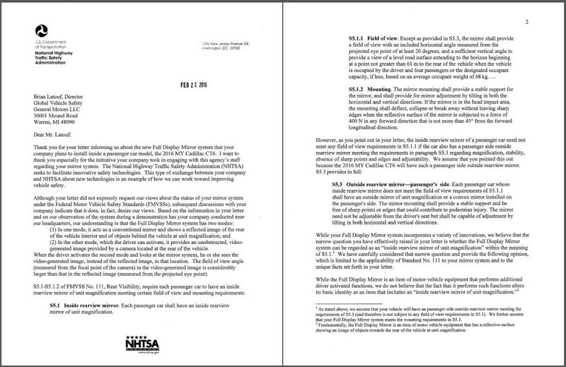 Illustration for article titled NHTSA Just Approved GM's Fancy New Rear-View Camera Mirror